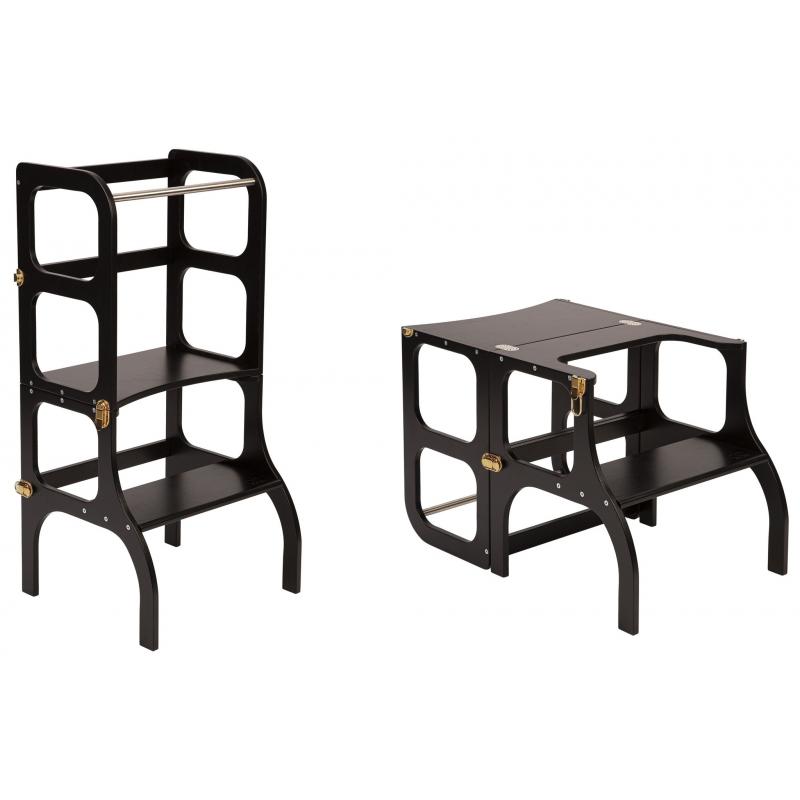 Ette Tete Leertoren Step'n Sit | Inklapbaar tot tafel en stoel | Zwart met goud