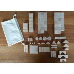 Blank houten blokken set 100-delig in nieuwe katoenen zak