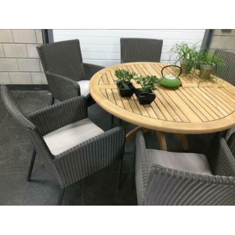 Tuinset 4 SEASONS 6 wicker TEAK tafel : NIEUWSTAAT !