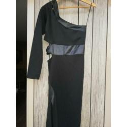 Goddess Londen Zwarte asymmetrische jurk 38 'm