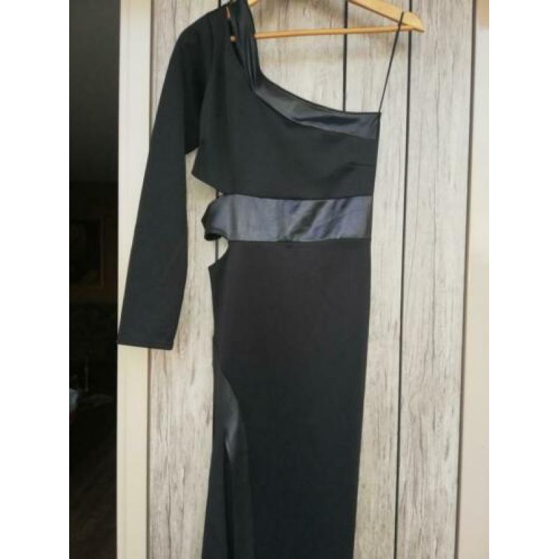 Goddess Londen Zwarte asymmetrische jurk 38 'm