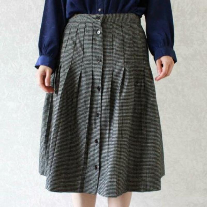 Vintage rok zwart wit houndstooth