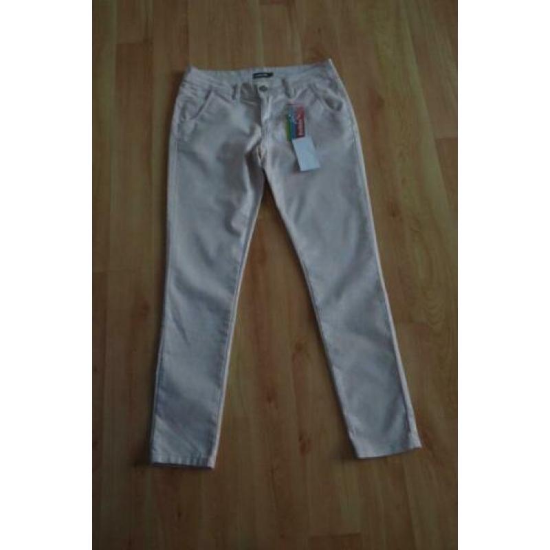 Supergave zalmroze broek van Bel & Bo met zilvergloed, nieuw