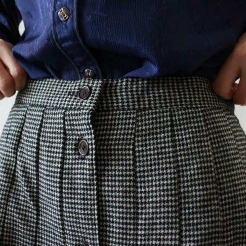Vintage rok zwart wit houndstooth