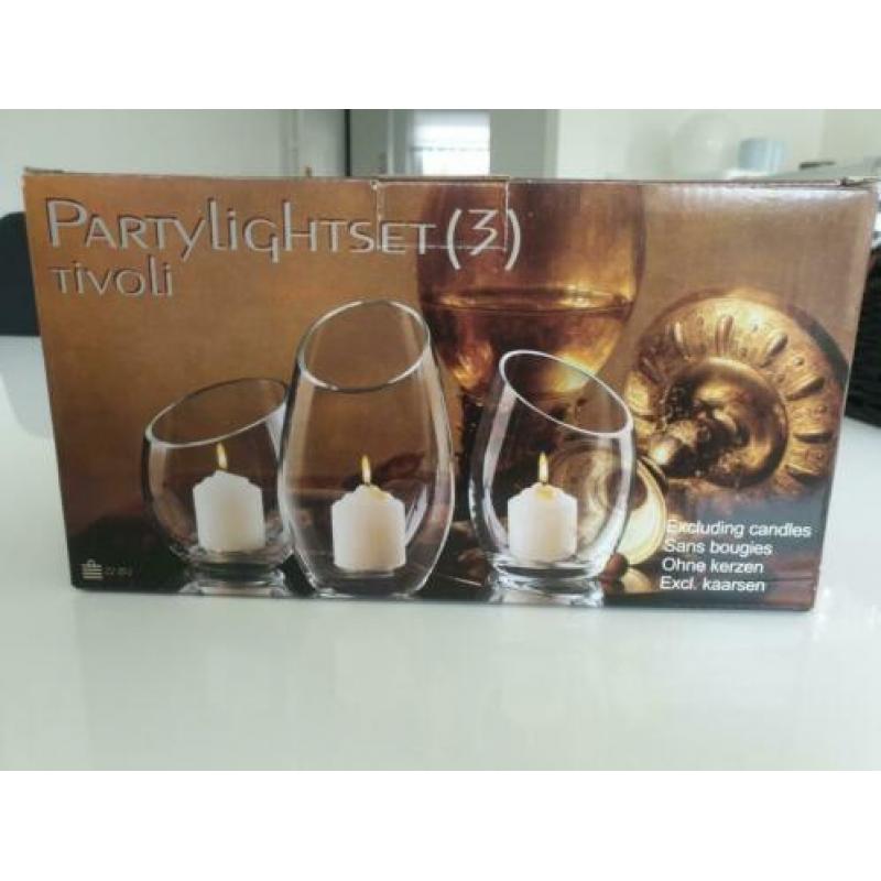 Set kaarsenhouders glas