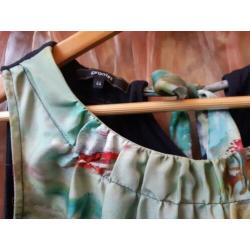 Promiss zijde achtige blauwe boho top floral tuniek M L