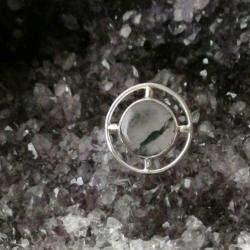 Zilveren 925 ring maat 17,5 met MosAgaat