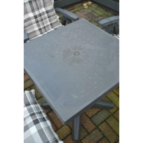 Tuinset, Hartman, 3 stoelen met kussens, tafel en kruk