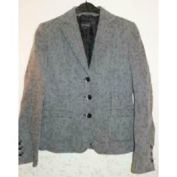 CLAUDIA STRÄTER grijs gemeleerd getailleerd wol blazer mt 38