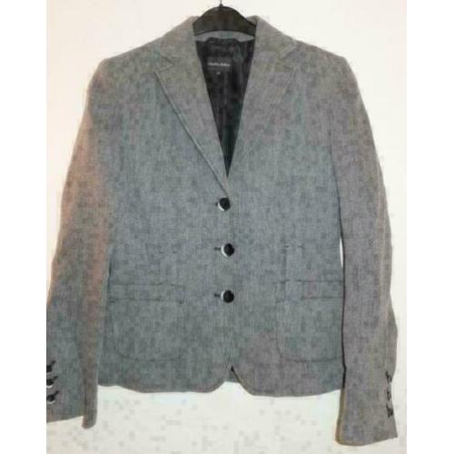 CLAUDIA STRÄTER grijs gemeleerd getailleerd wol blazer mt 38