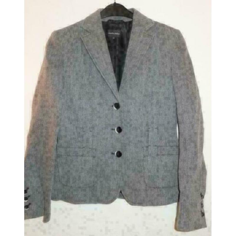 CLAUDIA STRÄTER grijs gemeleerd getailleerd wol blazer mt 38