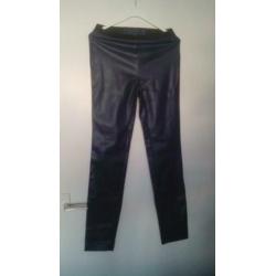 imitatie leren broek blauw Maat M
