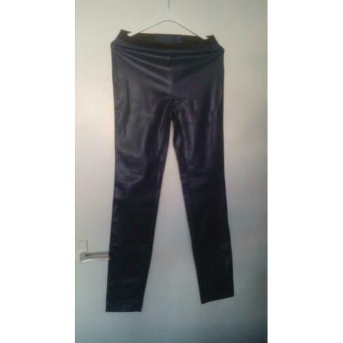 imitatie leren broek blauw Maat M