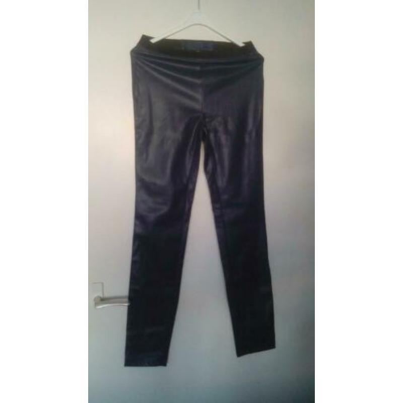 imitatie leren broek blauw Maat M