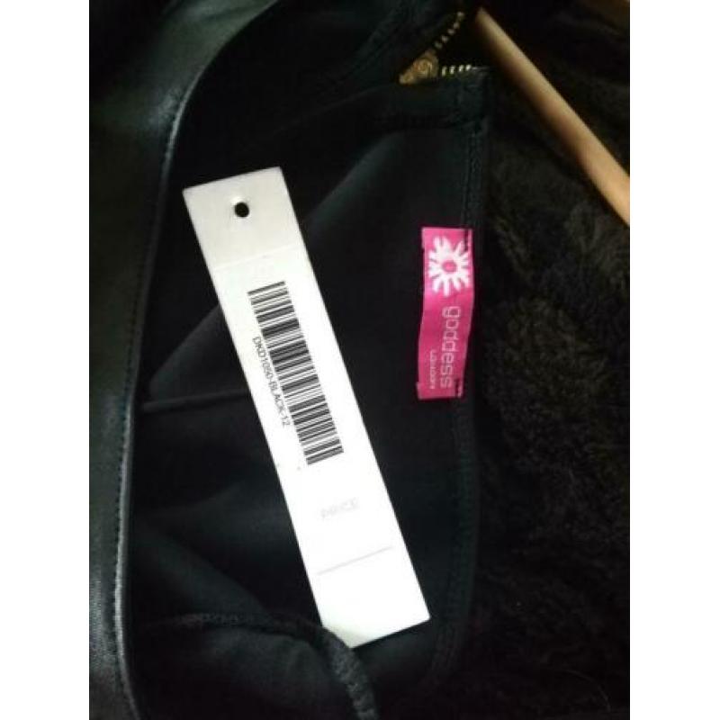 Goddess Londen Zwarte asymmetrische jurk 38 'm