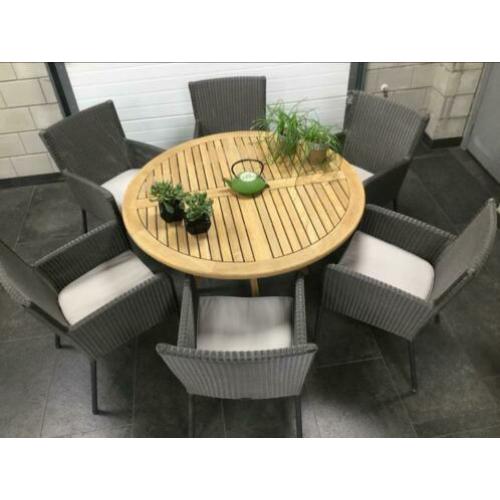Tuinset 4 SEASONS 6 wicker TEAK tafel : NIEUWSTAAT !