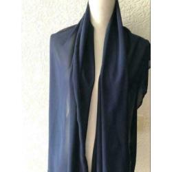 Polyester sjaal - 73x185 cm - donkerblauw