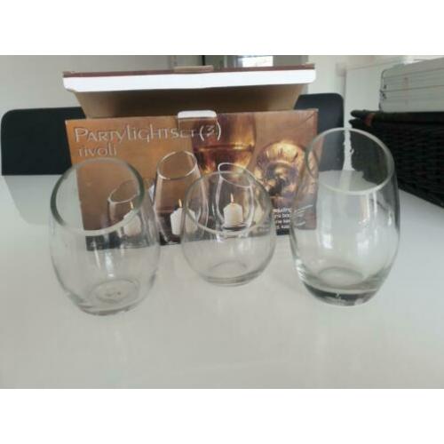 Set kaarsenhouders glas