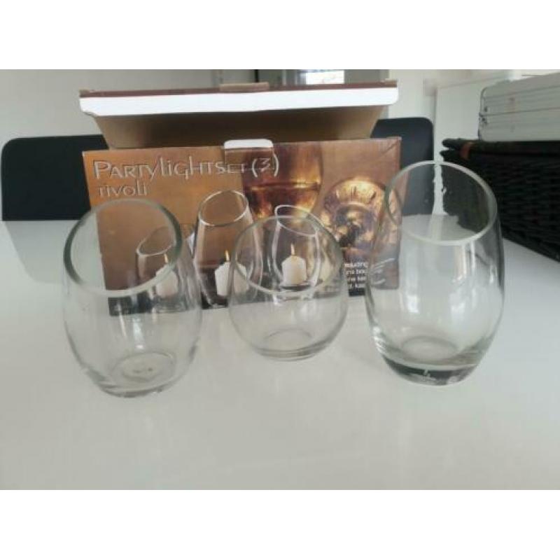 Set kaarsenhouders glas