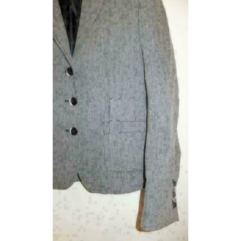CLAUDIA STRÄTER grijs gemeleerd getailleerd wol blazer mt 38