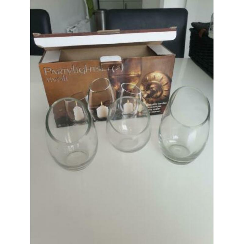 Set kaarsenhouders glas