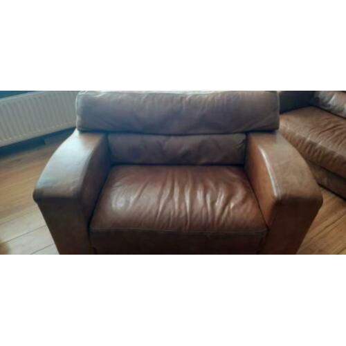 Echt lederen bank + love seat