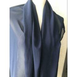 Polyester sjaal - 73x185 cm - donkerblauw