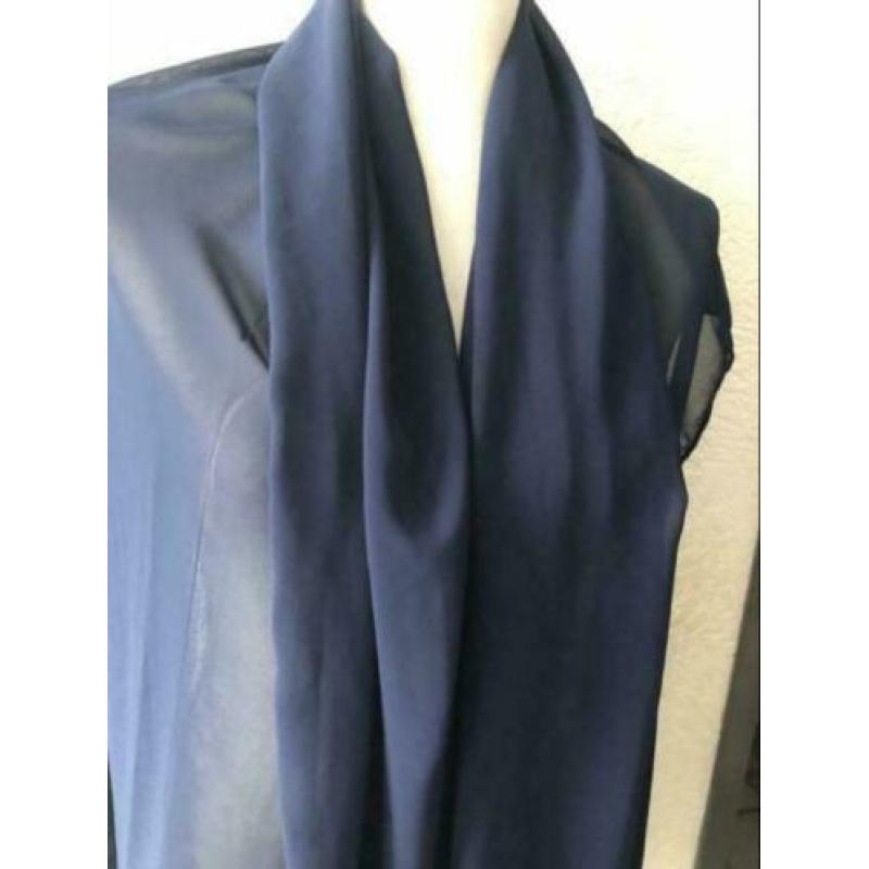 Polyester sjaal - 73x185 cm - donkerblauw