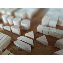 Blank houten blokken set 100-delig in nieuwe katoenen zak