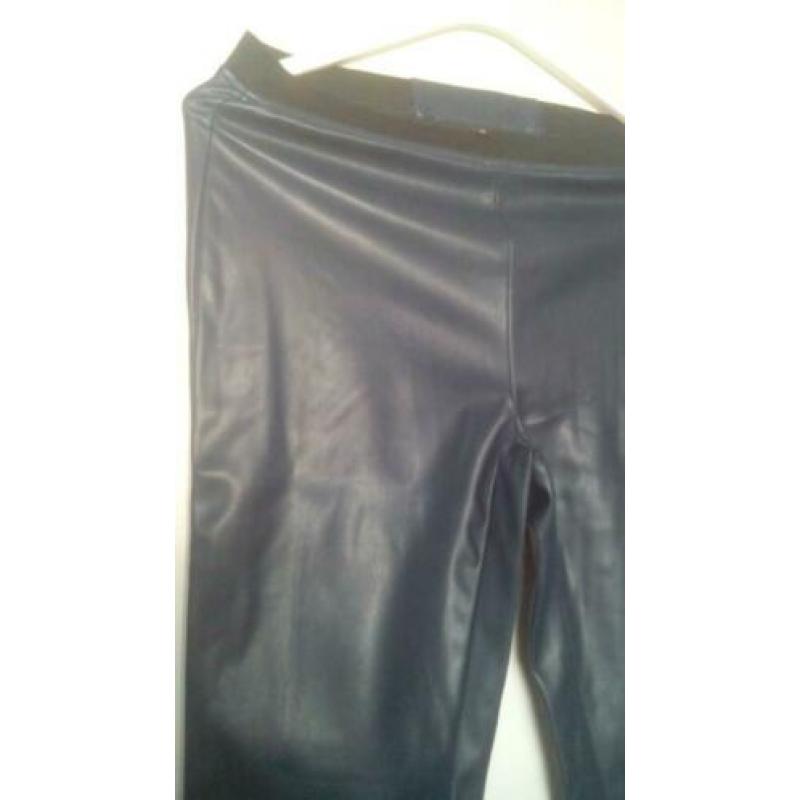 imitatie leren broek blauw Maat M