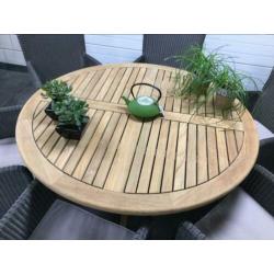 Tuinset 4 SEASONS 6 wicker TEAK tafel : NIEUWSTAAT !
