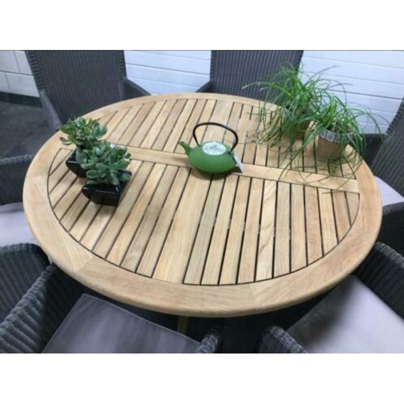Tuinset 4 SEASONS 6 wicker TEAK tafel : NIEUWSTAAT !