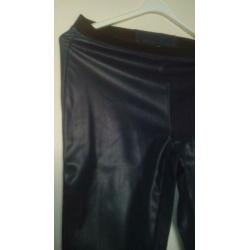 imitatie leren broek blauw Maat M