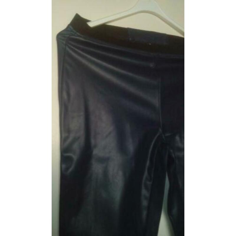 imitatie leren broek blauw Maat M