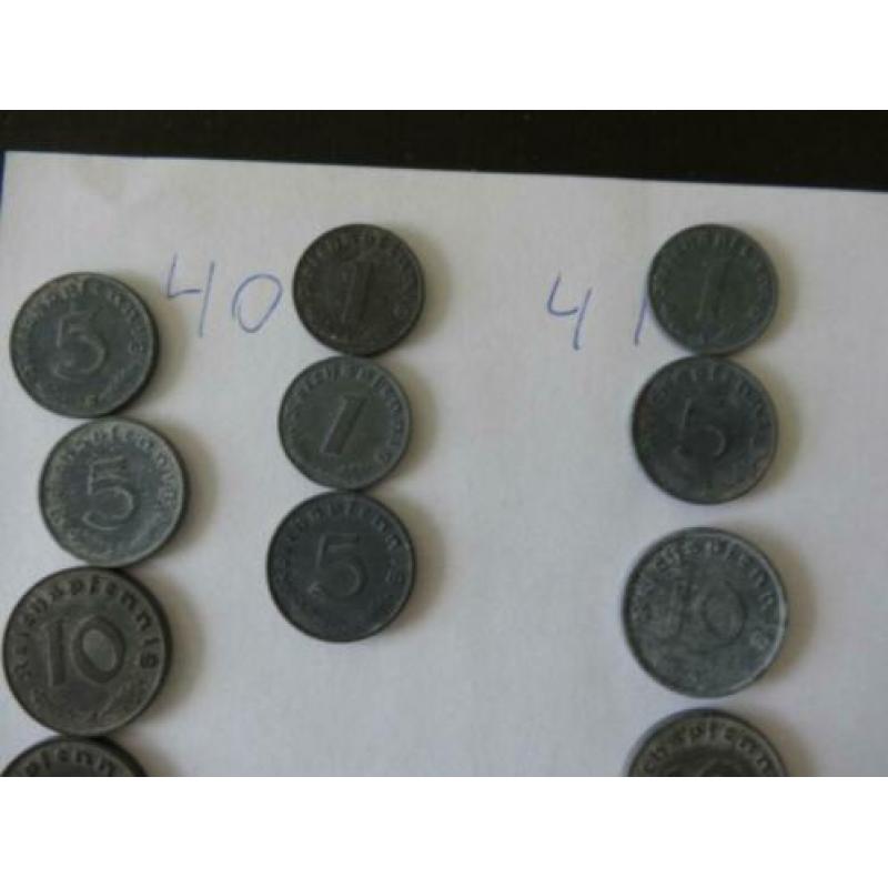 Duitsland, 18 versch. zinken muntjes 1940/1944