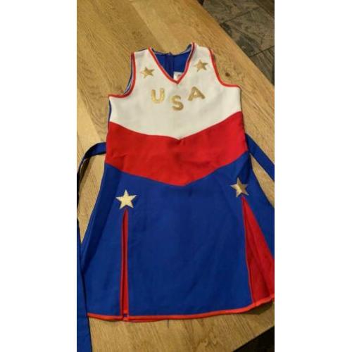 Cheerleader jurkje maat 140 inclusief 2 pompons