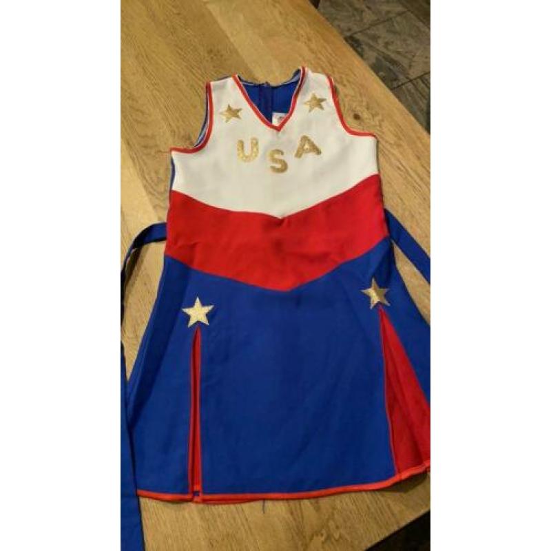 Cheerleader jurkje maat 140 inclusief 2 pompons