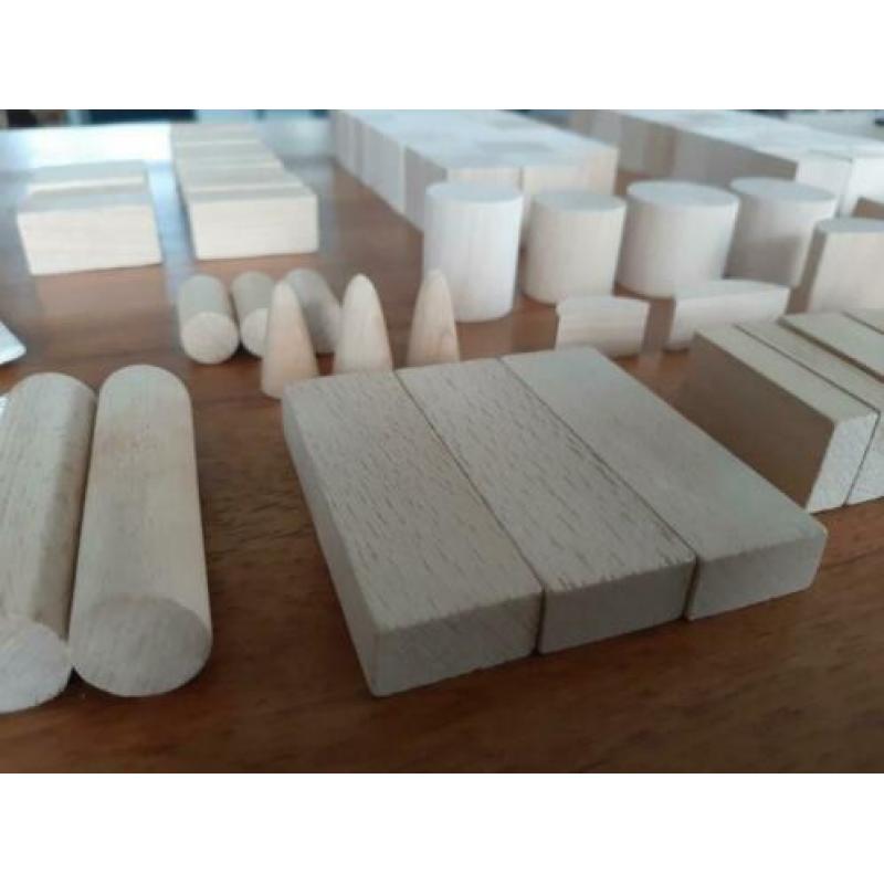 Blank houten blokken set 100-delig in nieuwe katoenen zak