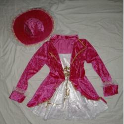 Leuke roze/wit/gouden PIRAAT/ZEEROVER/PIRATES jurk + hoed