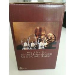 Set kaarsenhouders glas
