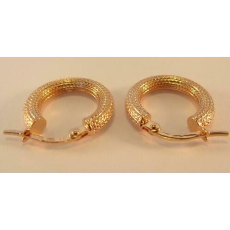 Nieuwe oorbellen Creolen diam. 15 mm. 14 karaat goud