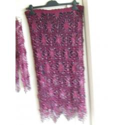 Karen Millen kralen vestje en kralen rok kleur aubergine 38