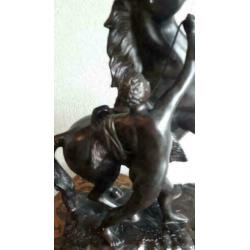 Terra Cotta paard en ruiter fraai beeld