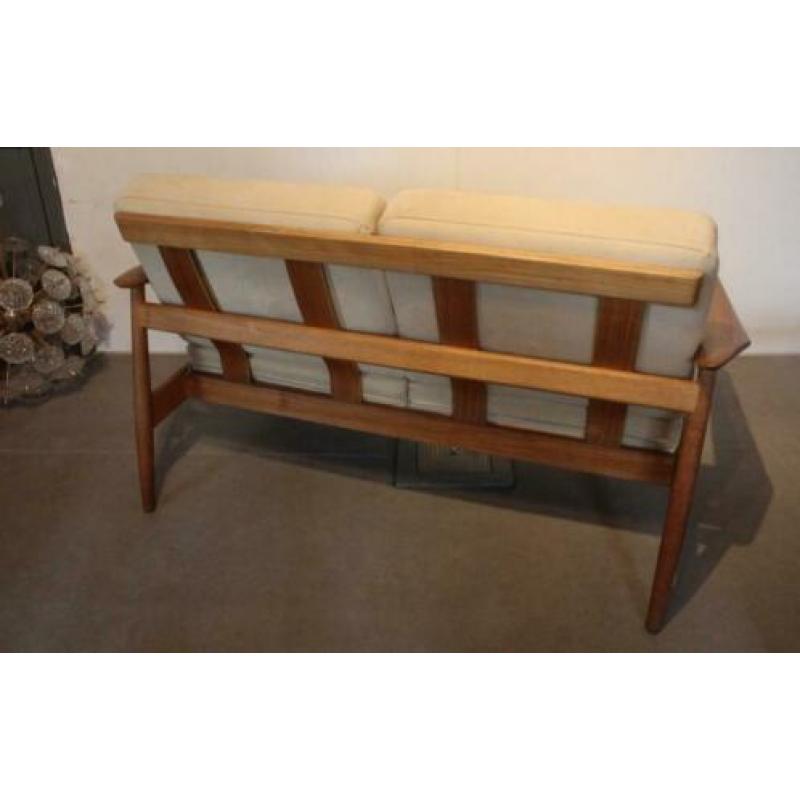 Arne Vodder 2 zits bank, Deens design, retro teak, jaren 60