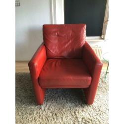 leren fauteuil, rood leer