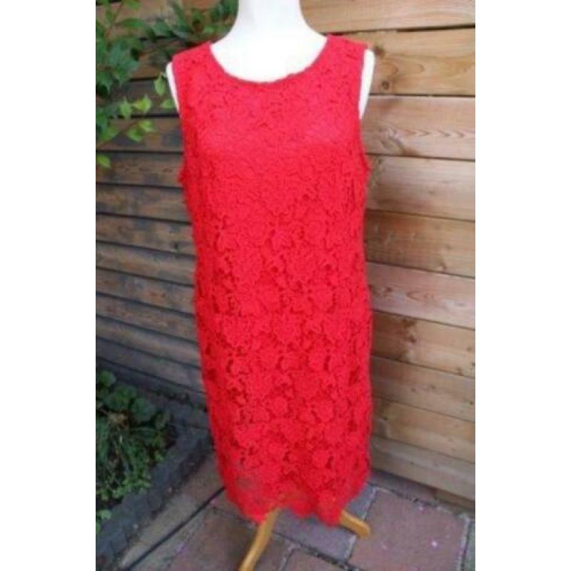 Jurk rood kant Dress Shift mt 44