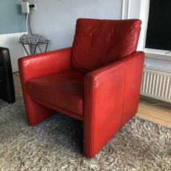 leren fauteuil, rood leer