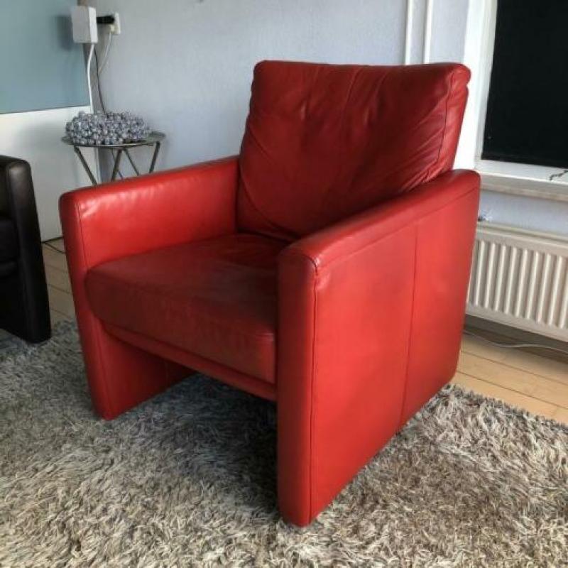 leren fauteuil, rood leer