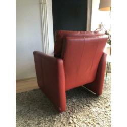 leren fauteuil, rood leer