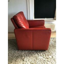 leren fauteuil, rood leer